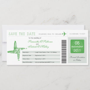 Tarjeta de embarque para boda Cruz de Santa Brígid