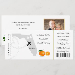 Tarjeta de embarque para Boda de destino de Florid