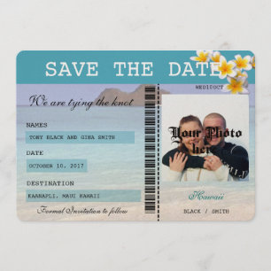 Tarjeta de embarque para Boda de Hawái Guardar la 