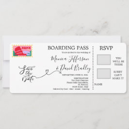 Tarjeta de embarque para boda en Roma, Italia