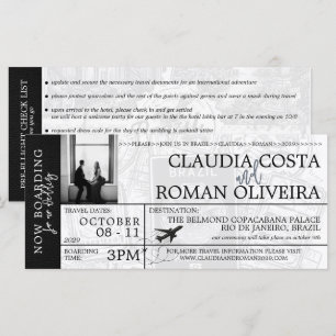 Tarjeta de embarque para Boda negro de Brasil