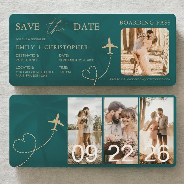 Tarjeta de embarque para boda tropical (Subido por el creador)