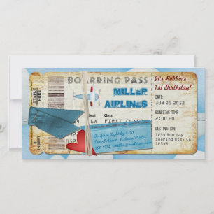 Tarjeta de embarque para Fiesta de avión