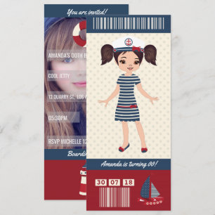 Tarjeta de embarque para fiesta de cumpleaños con
