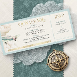 Tarjeta de embarque para fiesta de despedida de vi