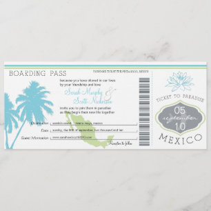 Tarjeta de embarque para la boda en México
