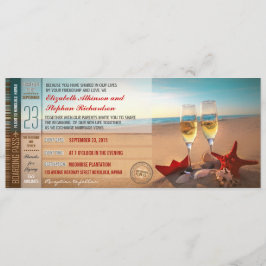 Tarjeta de embarque para la boda moderna en la pla