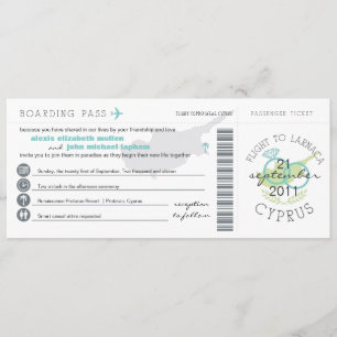 Tarjeta de embarque para la invitación a la boda d