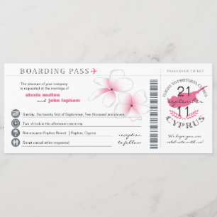 Tarjeta de embarque para la invitación a la boda d