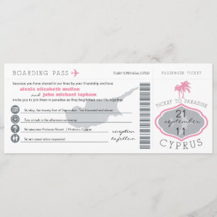 Tarjeta de embarque para la invitación a la boda d