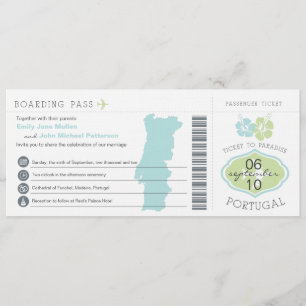 Tarjeta de embarque para la invitación a la boda e