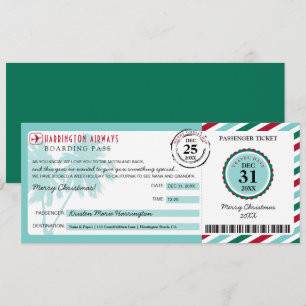 Tarjeta de embarque para Navidades de palmeras tro