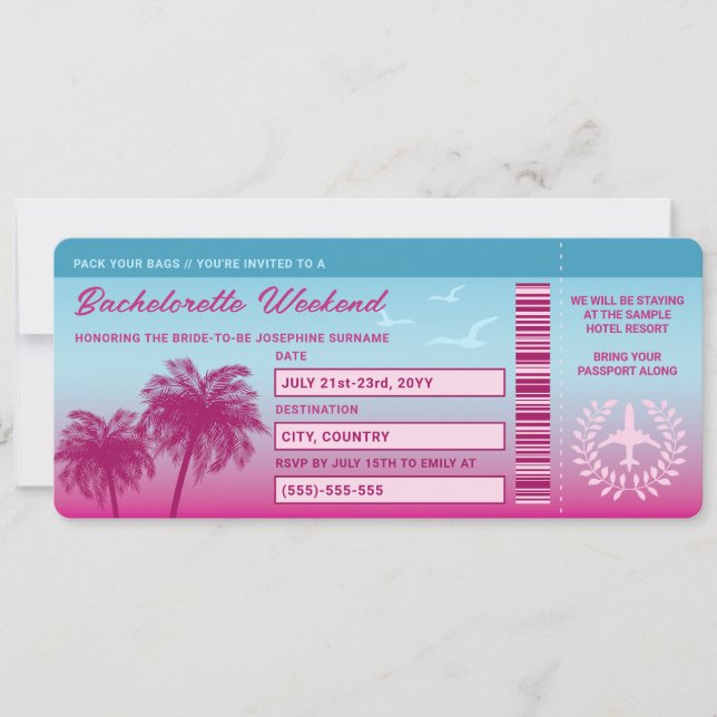 Tarjeta de embarque para viaje de despedida de sol (Anverso)