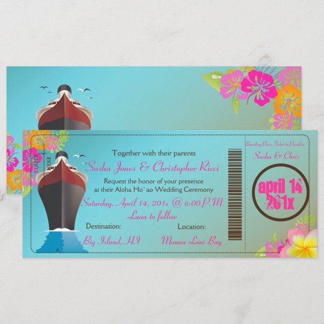 Tarjeta de embarque PixDezines/Barco de amor/Barco (Anverso / Reverso)