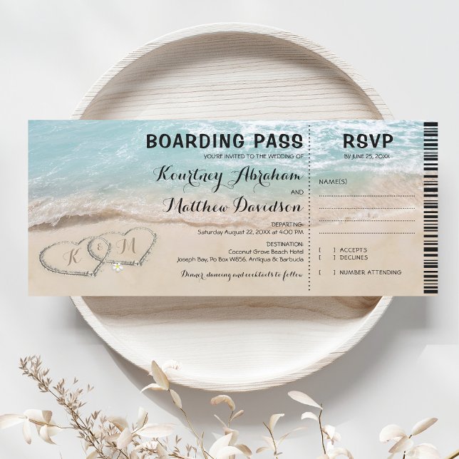 Tarjeta de Embarque Playa RSVP e Invitación de Bod (Subido por el creador)