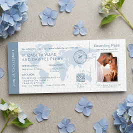 Tarjeta de Embarque Polvo Azul Bodas de Destino