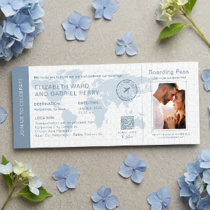 Tarjeta de Embarque Polvo Azul Bodas de Destino