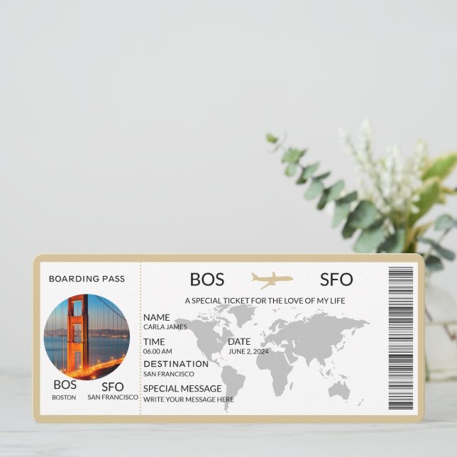 Tarjeta de Embarque Rasca Sorpresa Revelación de V (Anverso de pie)