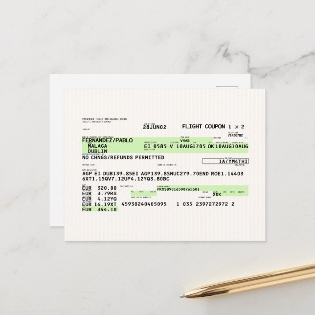 Tarjeta de embarque - Retro (Anverso/Reverso In Situ)