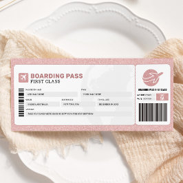 Tarjeta de embarque rosa regalo viaje avión