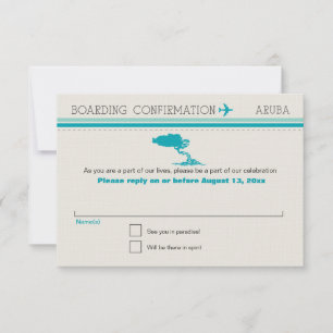 Tarjeta de embarque RSVP a Aruba