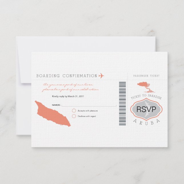 Tarjeta de Embarque RSVP a Aruba (Anverso)