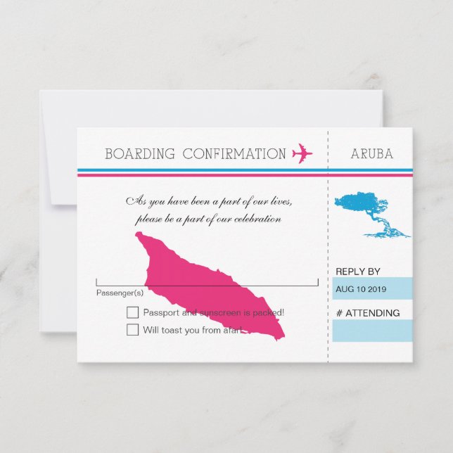 Tarjeta de embarque RSVP a Aruba (Anverso)