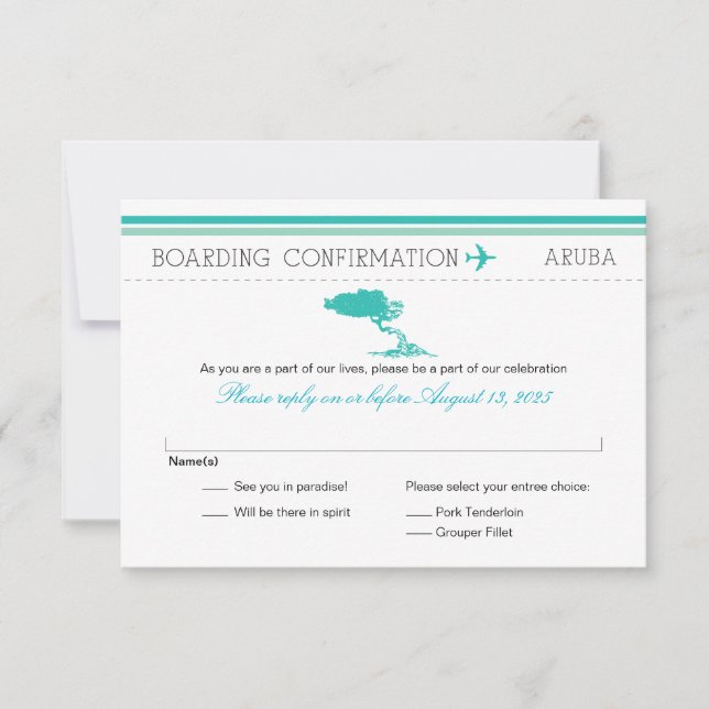 Tarjeta de embarque RSVP a Aruba (Anverso)