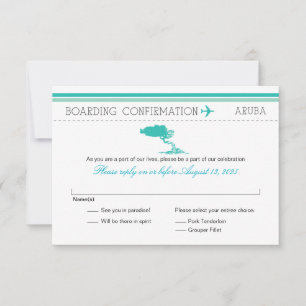 Tarjeta de embarque RSVP a Aruba