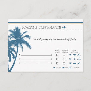 Tarjeta de embarque RSVP a Florida Azul y Crema