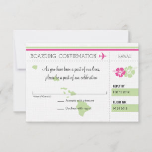 Tarjeta de embarque RSVP a Hawaii