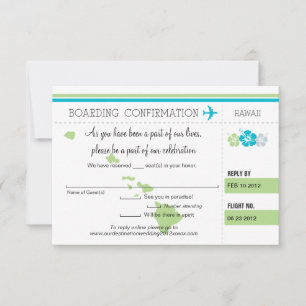 Tarjeta de embarque RSVP a Hawaii