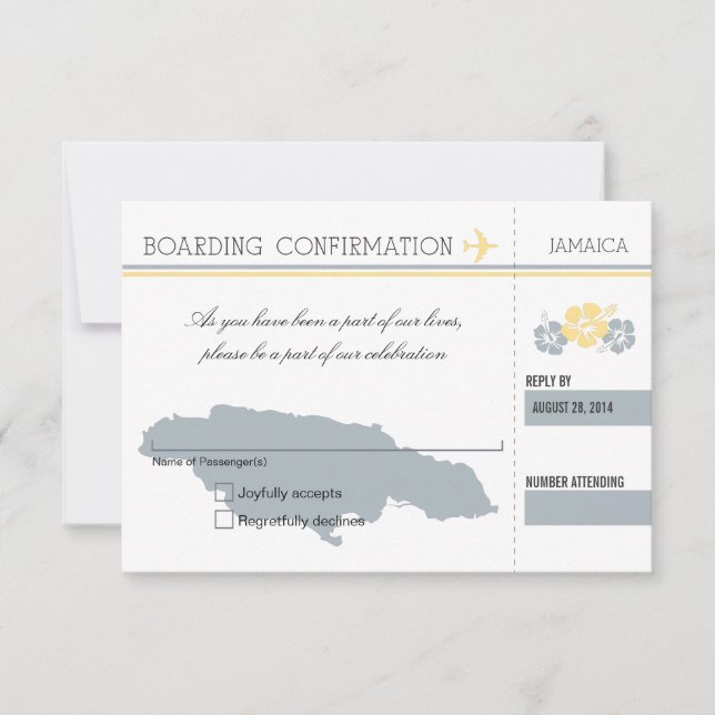 Tarjeta de embarque RSVP A JAMAICA (Anverso)