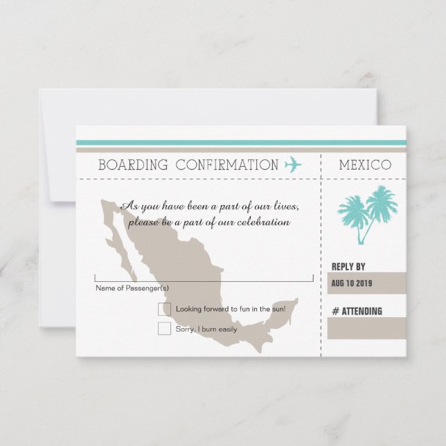 Tarjeta de embarque RSVP A MÉXICO (Anverso)