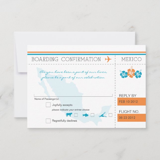 Tarjeta de embarque RSVP A MÉXICO (Anverso)