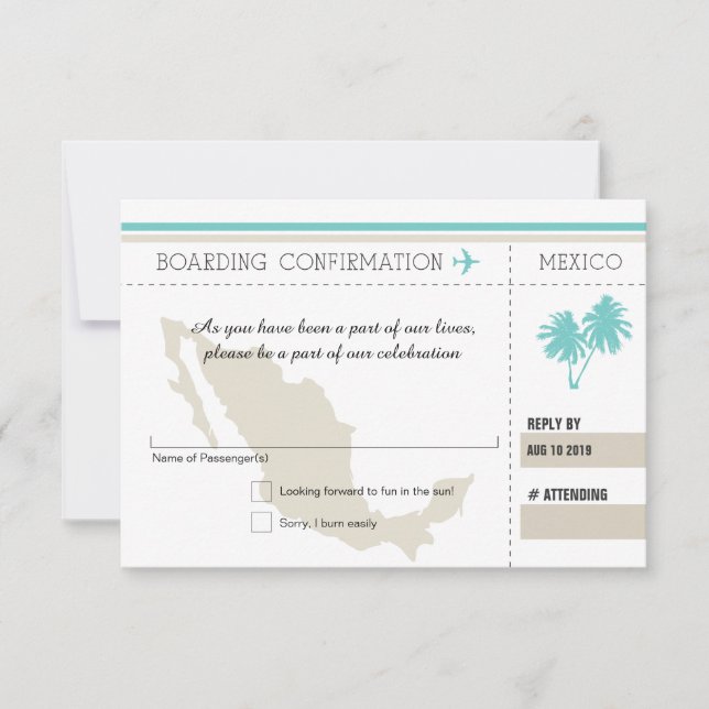 Tarjeta de embarque RSVP A MÉXICO (Anverso)