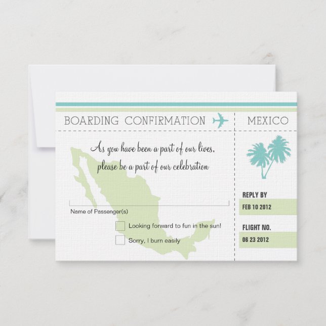 Tarjeta de embarque RSVP A MÉXICO (Anverso)