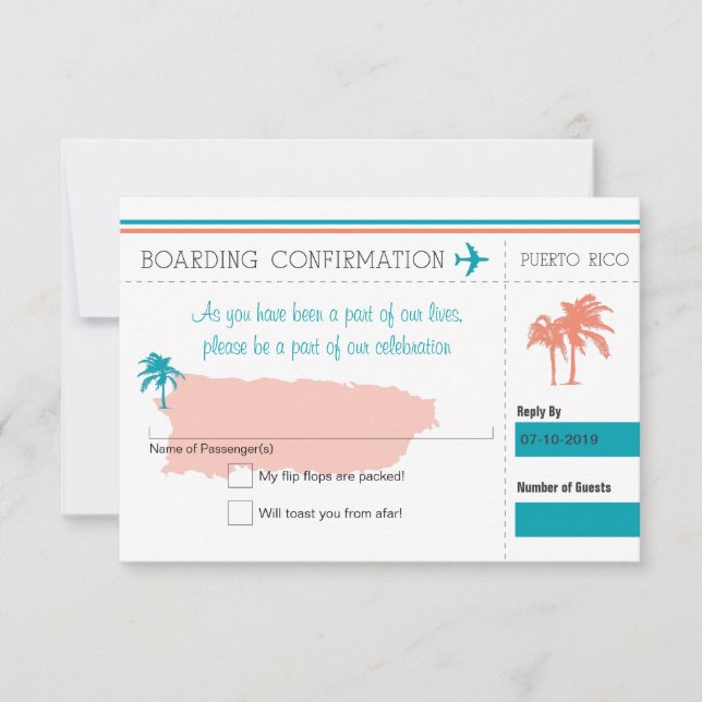 Tarjeta de embarque RSVP a Puerto Rico (Anverso)