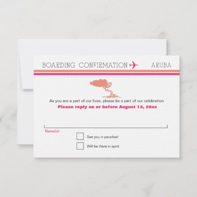 Tarjeta de embarque RSVP para Aruba (Anverso)