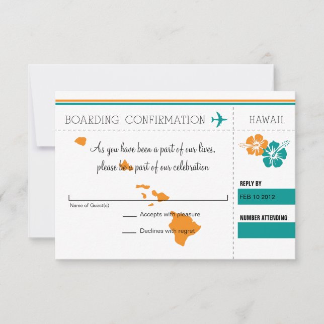 Tarjeta de embarque RSVP para Hawái (Anverso)