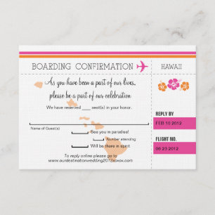 Tarjeta de embarque RSVP para Hawái