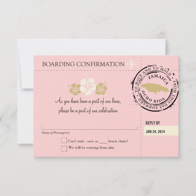 Tarjeta de embarque RSVP para Jamaica (Anverso)