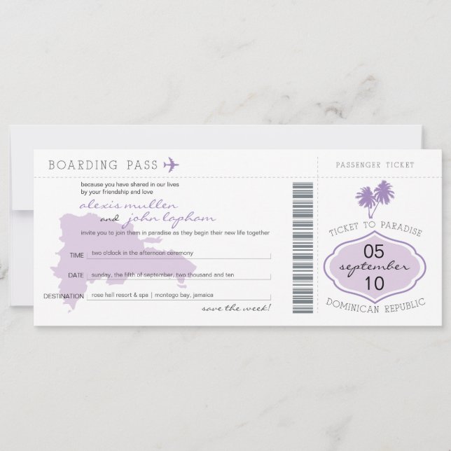 Tarjeta de embarque salva la fecha a República Dom (Anverso)