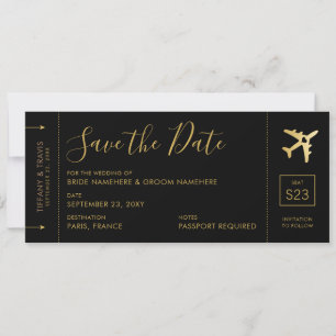 Tarjeta de embarque Salve la fecha avión de oro ne