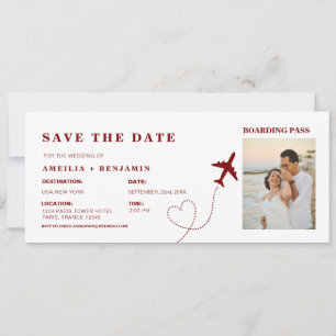 Tarjeta de embarque Simple Travel Boda en el desti