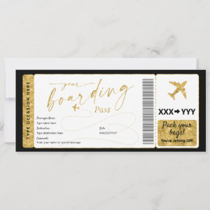 Tarjeta de embarque sorpresa billete de avión fals