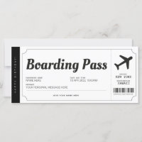 Tarjeta de embarque sorpresa billete de avión viaj