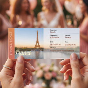 Tarjeta de embarque sorpresa viaje a Francia