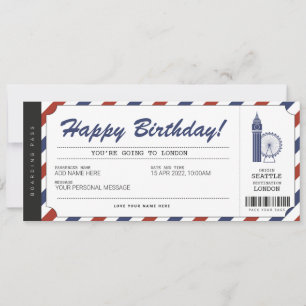 Tarjeta de embarque sorpresa viaje a Londres
