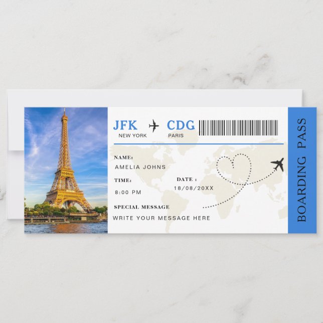 Tarjeta de embarque Sorpresa Viaje Billete de avió (Anverso)